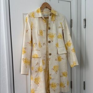 Banana Republic Yellow Floral Trench Coat